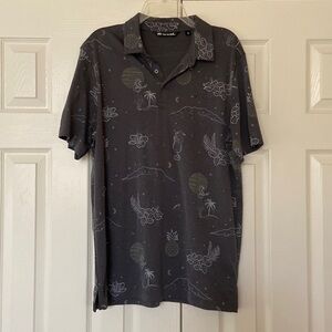 Travis Mathew Gray Collared Hawaiian Shirt